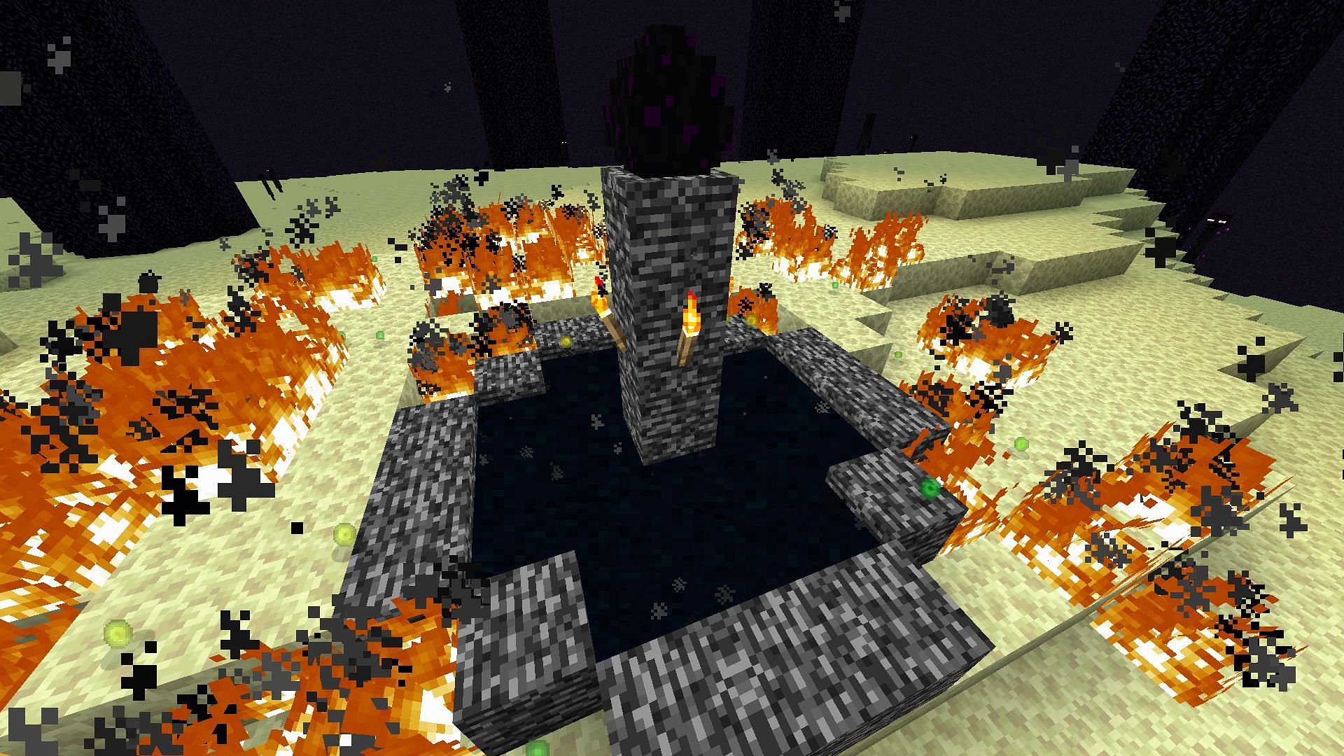 Use beds to create explosions that will kill Ender Dragon in Minecraft (Image via Mojang)