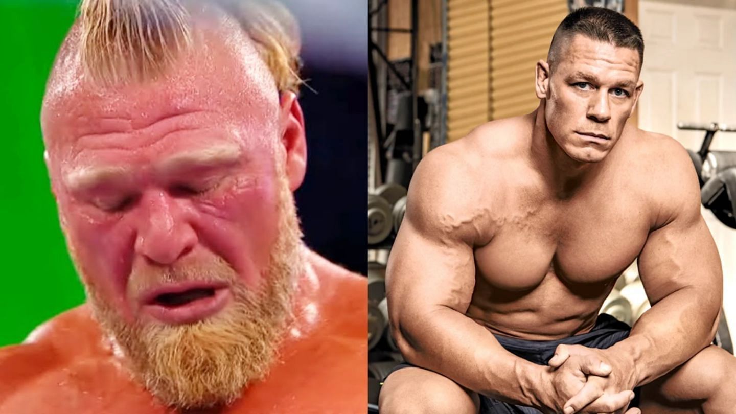 Brock Lesnar (left); John Cena (right)