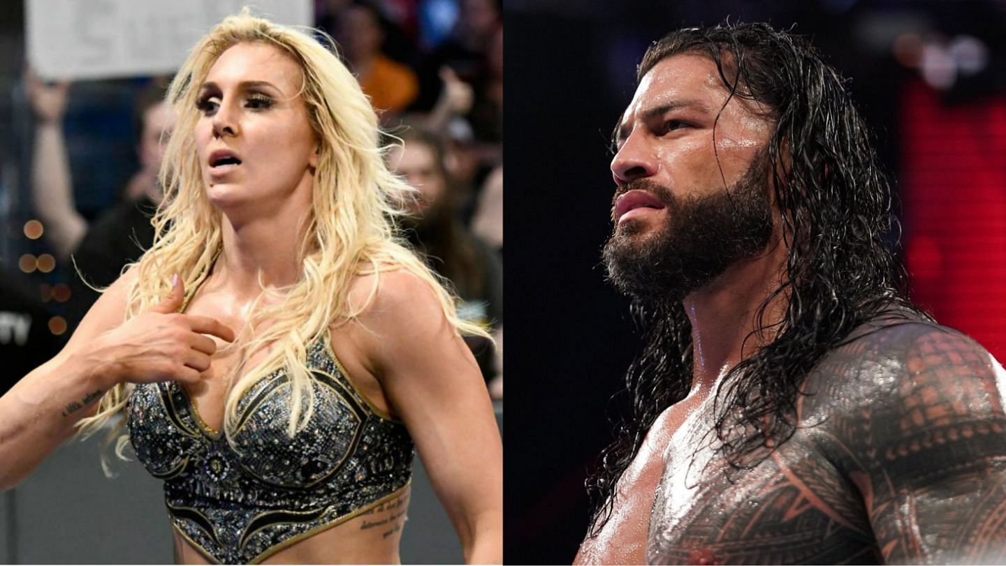 Charlotte Flair (left); Roman Reigns (right)