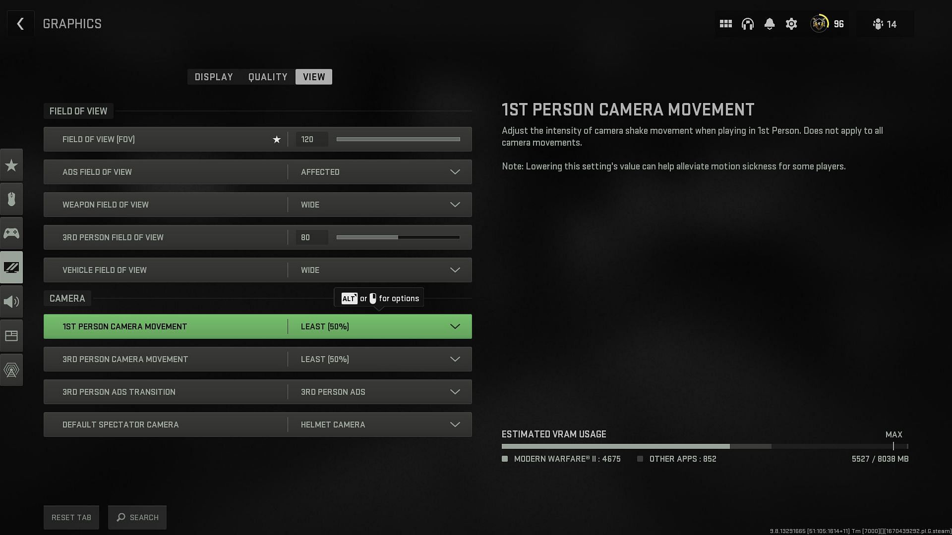 Reducing camera movement (Image via Activision)