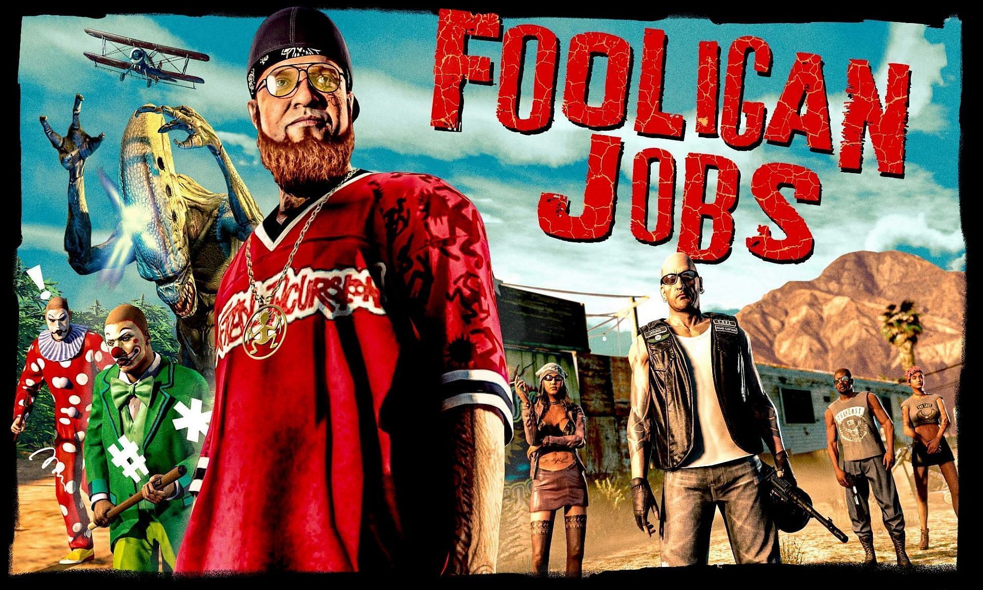 Promotional art for the Fooligan Jobs introduced in GTA Online&#039;s Los Santos Drug Wars update (Image via Rockstar Games)