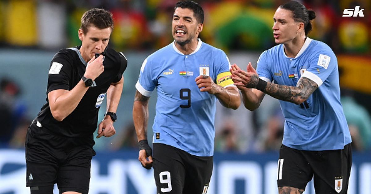 B/R Football on X: Luis Suarez has chunk taken out of shirt in Uruguay  game—but also scores great goal. Watch:    / X
