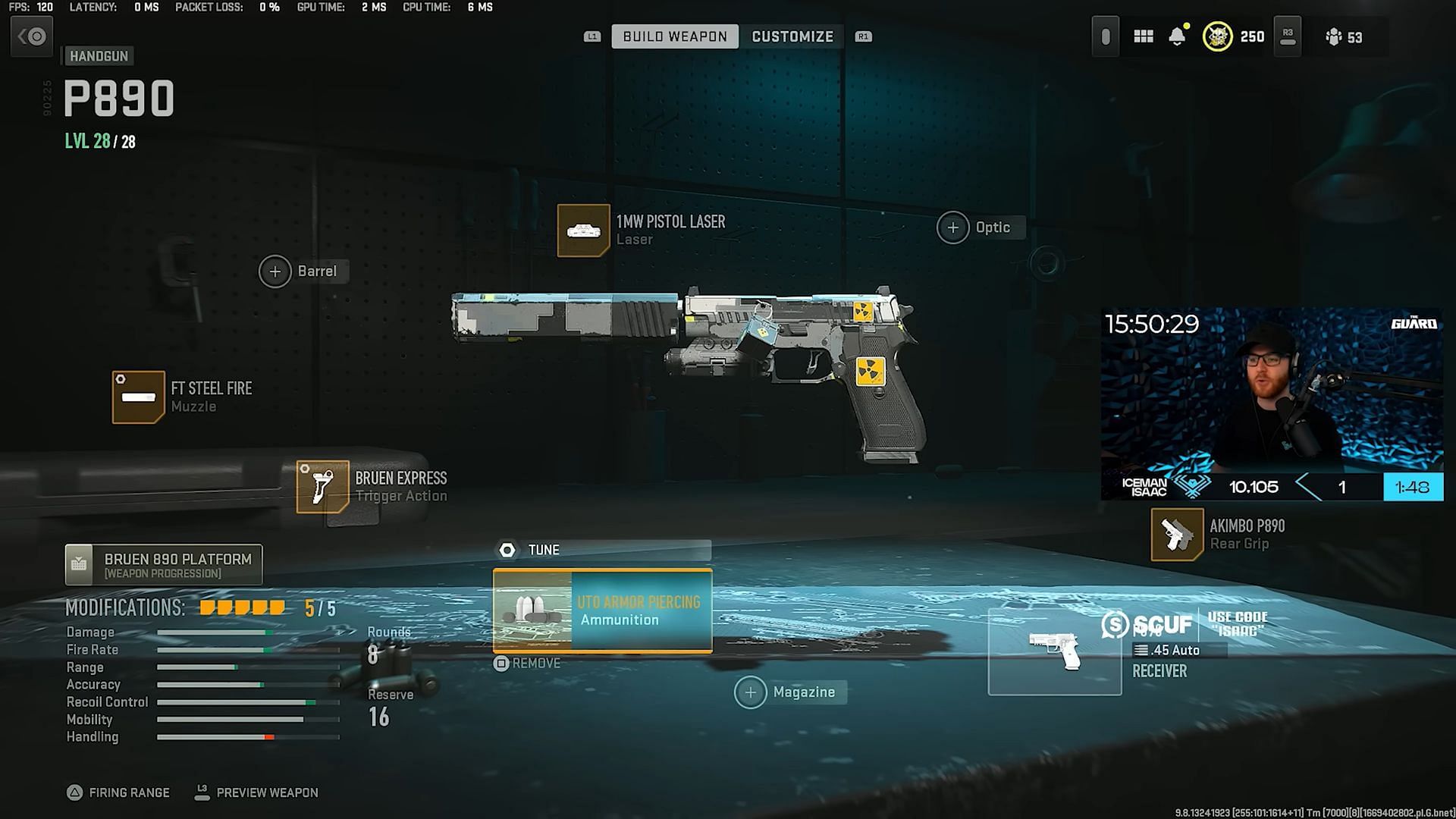 Overpowered loadout for the Akimbo P890 in Warzone 2 (Image via YouTube/IceManIssac)