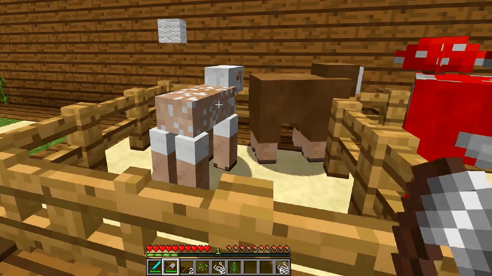 Snag some wool for your Minecraft builds by using shears (Image via Mojang)