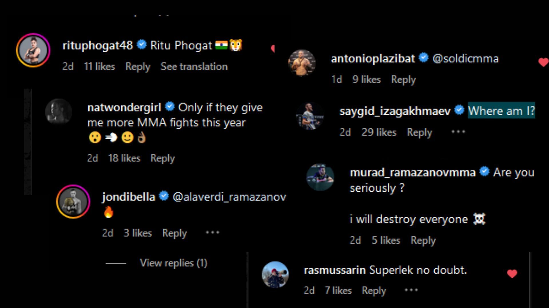 [Photo Credit: @ONEChampionship] Instagram Comments