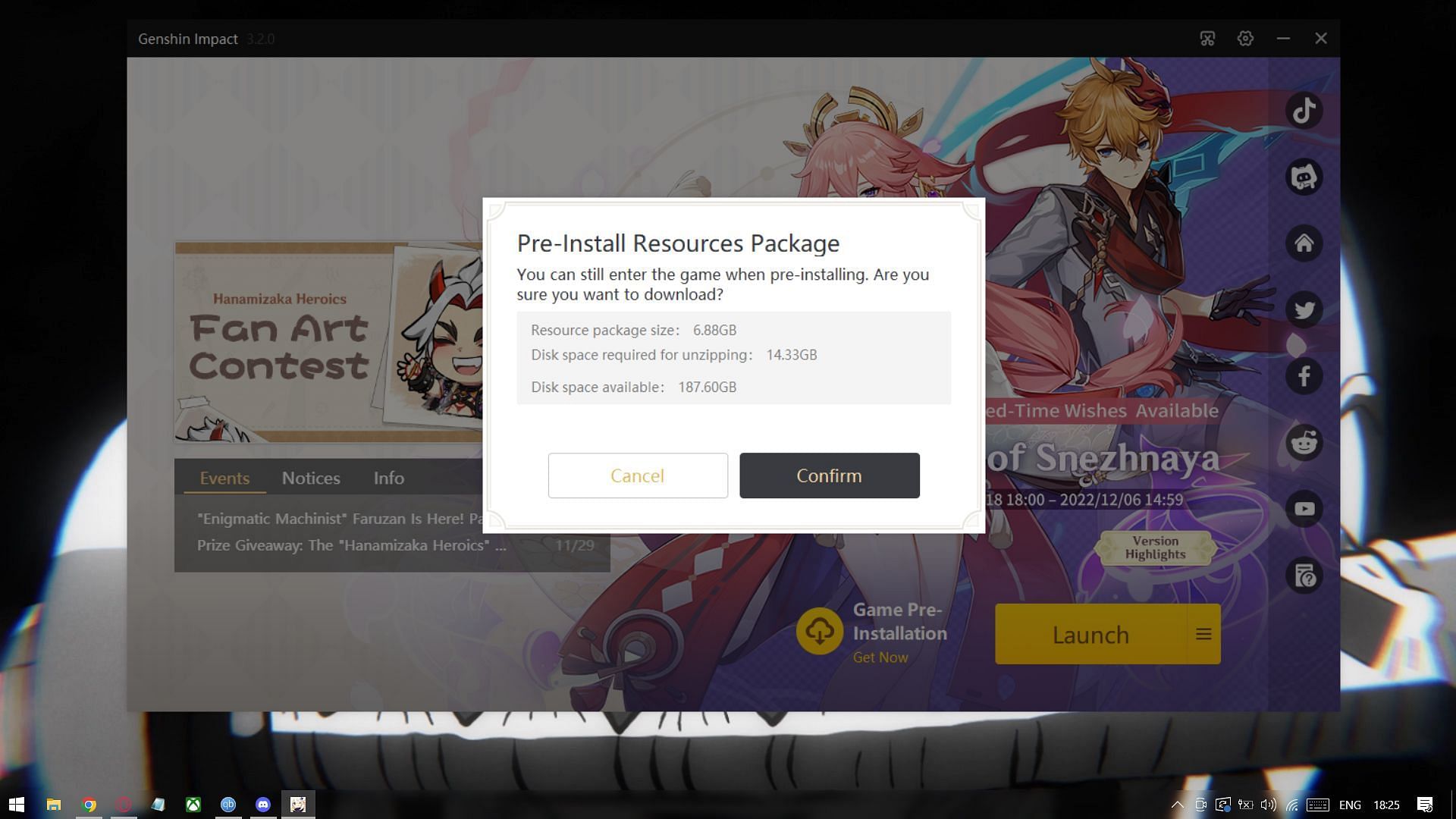 Update the client to enable the pre-installation function (Image via HoYoverse)