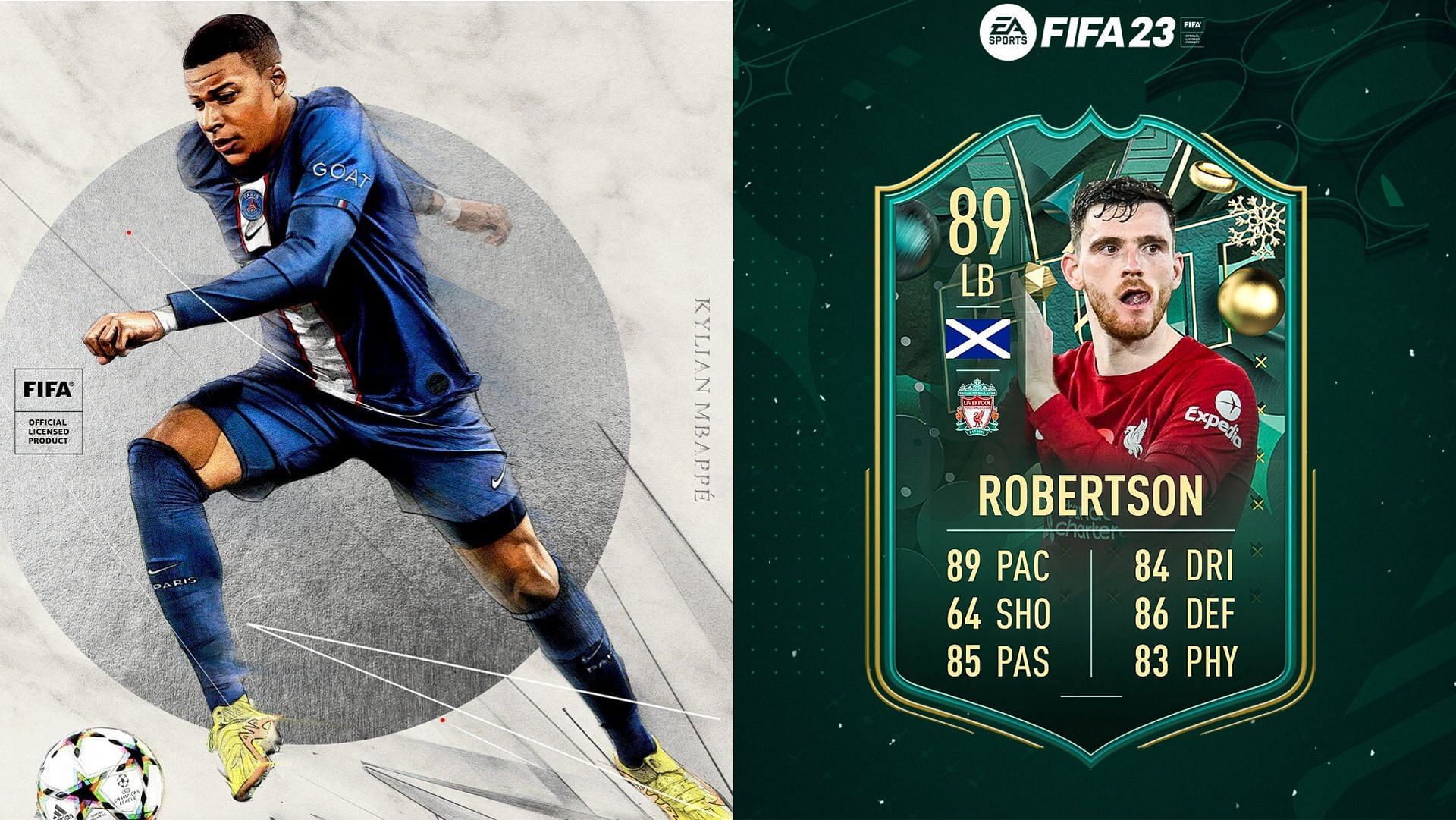 Robertson has become the latest leak surrounding Winter Wildcards (Images via EA Sports, Twitter/FUT Sheriff)