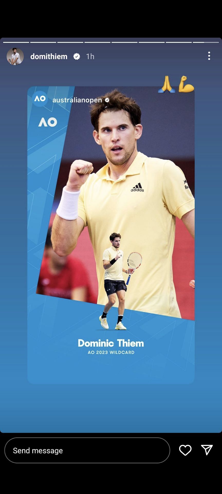 Dominic Thiem on his Instagram Stories