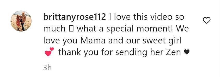 A comment congratulating Alyssa (Image via Instagram/ @brittanyrose112)