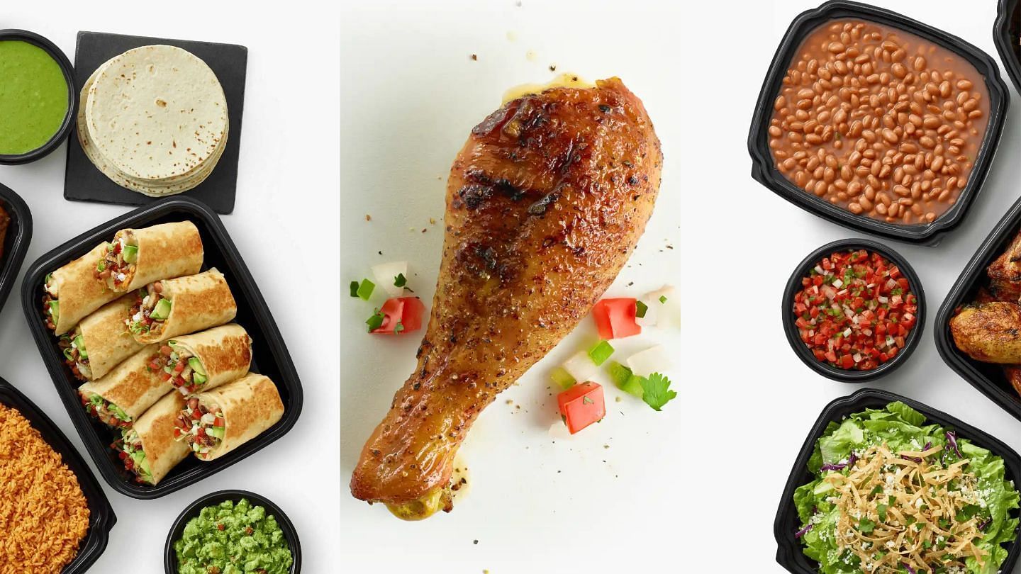 Burritos, Grilled Chicken leg, Red Beans, salads, and much more from El Pollo Loco&#039;s menu (Image via El Pollo Loco)