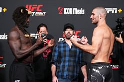 Sean Strickland and Jared Cannonier joke back and forth at their face off
