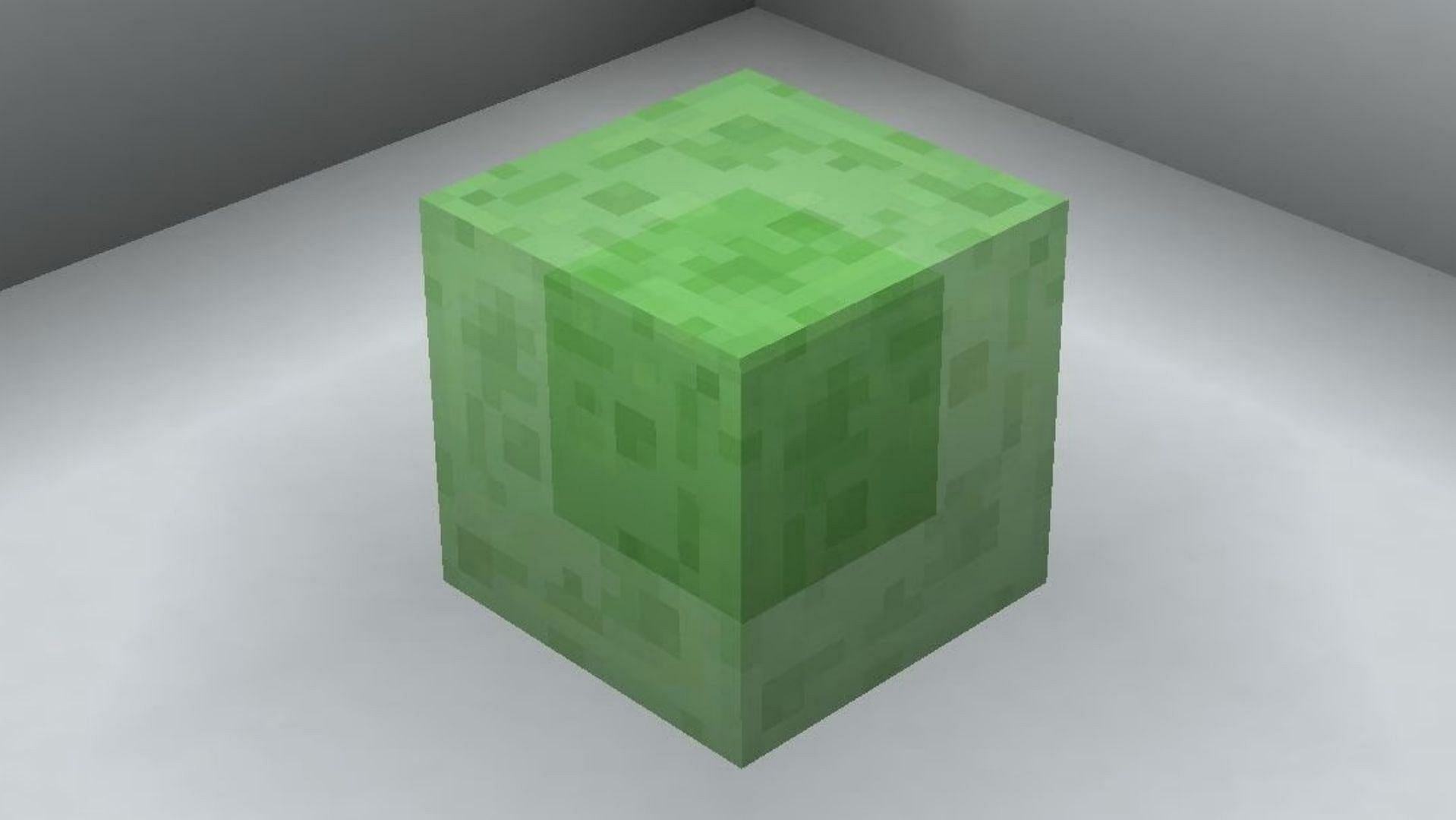 Slime blocks allow players to bounce rather than take fall damage in Minecraft (Image via Mojang)