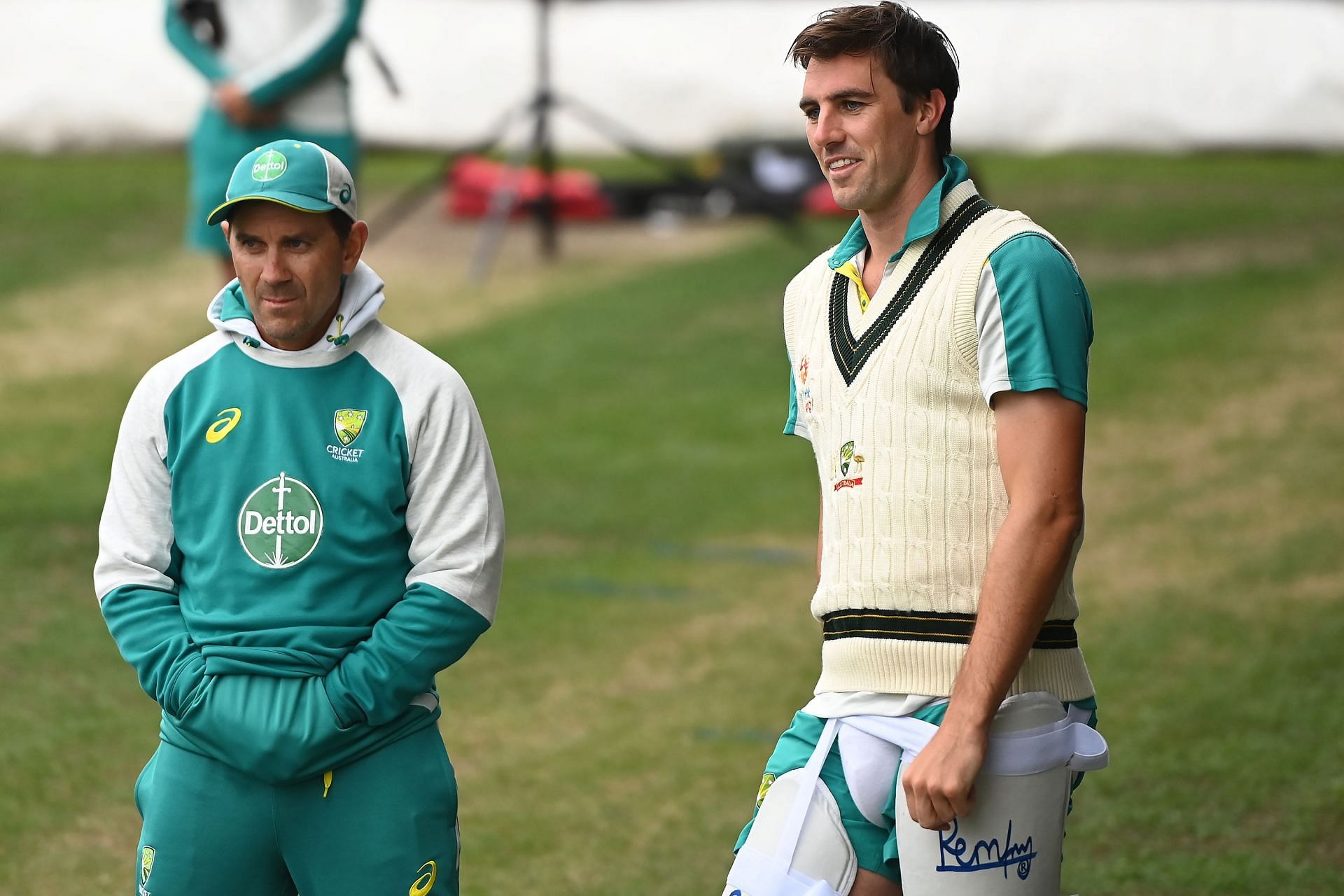 Justin Langer (left) and Pat Cummins. Pic: Getty Images