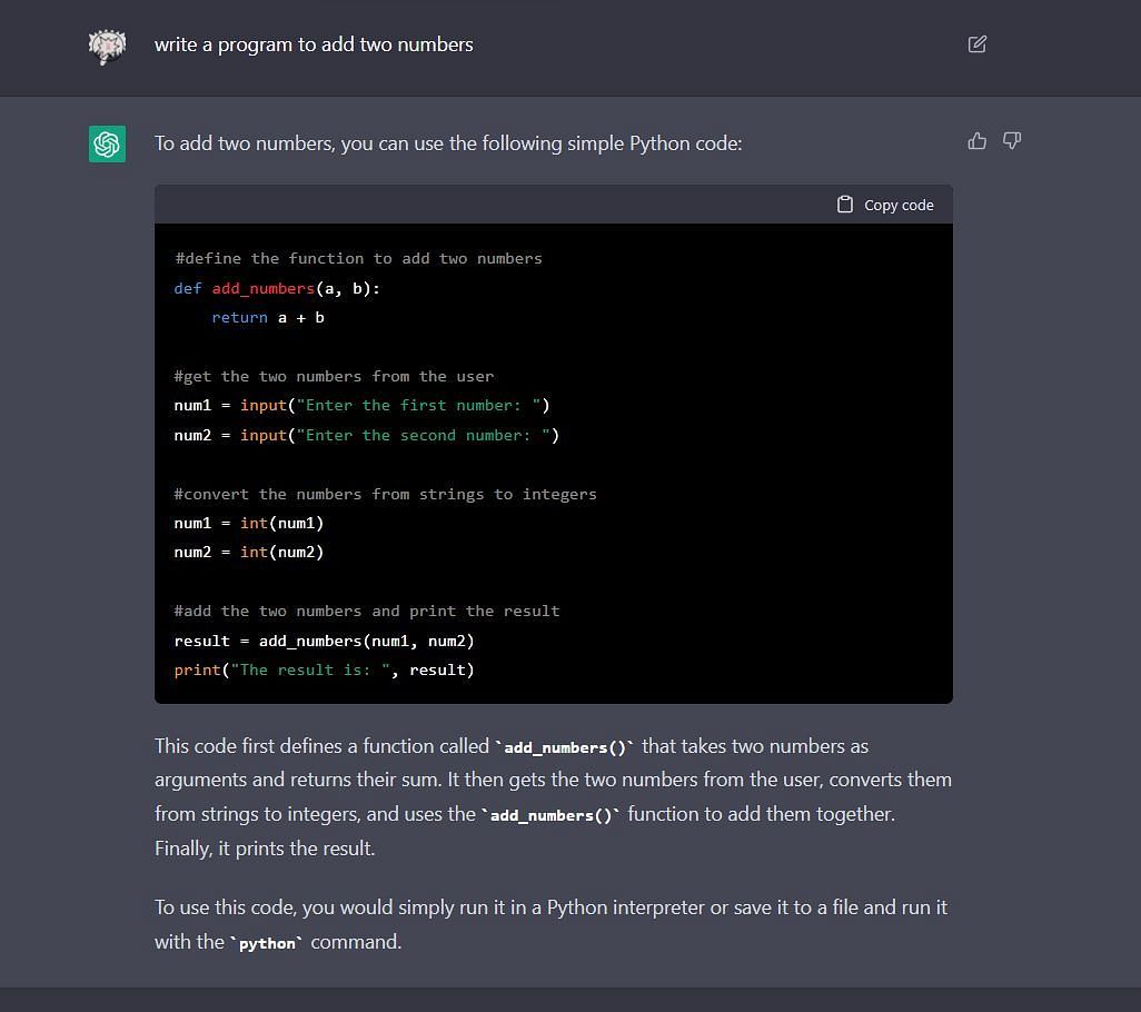 ChatGPT is an adept coder (Image via OpenAI)