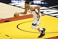 Looking at Giannis Antetokounmpo's stats in the campaign where he won the MVP-DPOY double