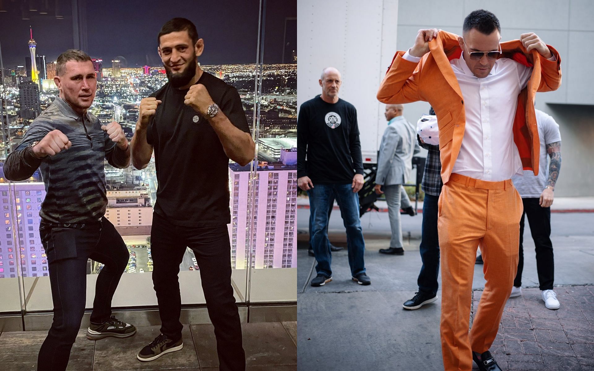 Khamzat Chimaev and Darren Till [Left] Colby Covington [Right] [Images courtesy: @KChimaev and @ColbyCovMMA Twitter]