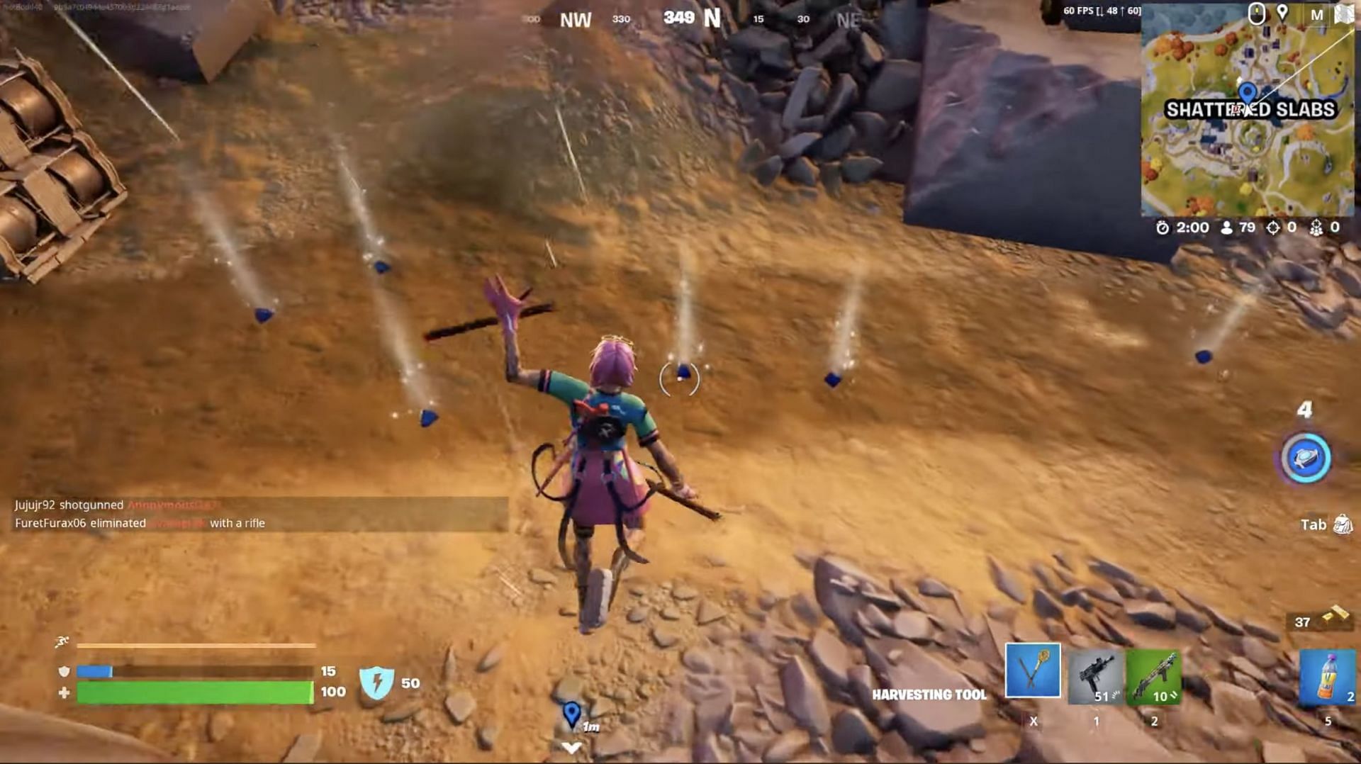 Kinetic Ore fragments on the ground (Image via Bodil40)