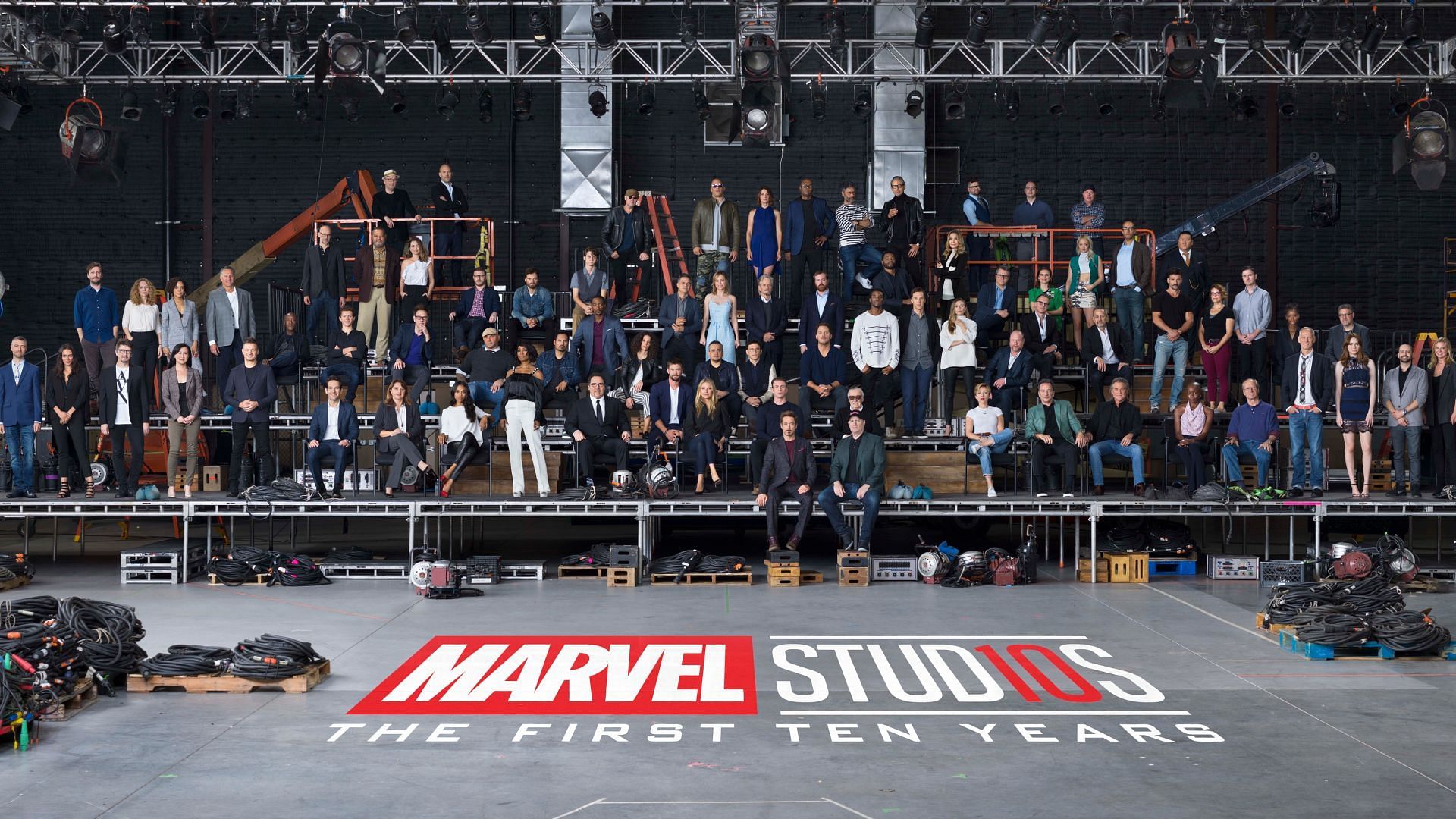 The cast and crew of MCU movies at a group photo celebrating ten years of the franchise (Image via Marvel Studios)