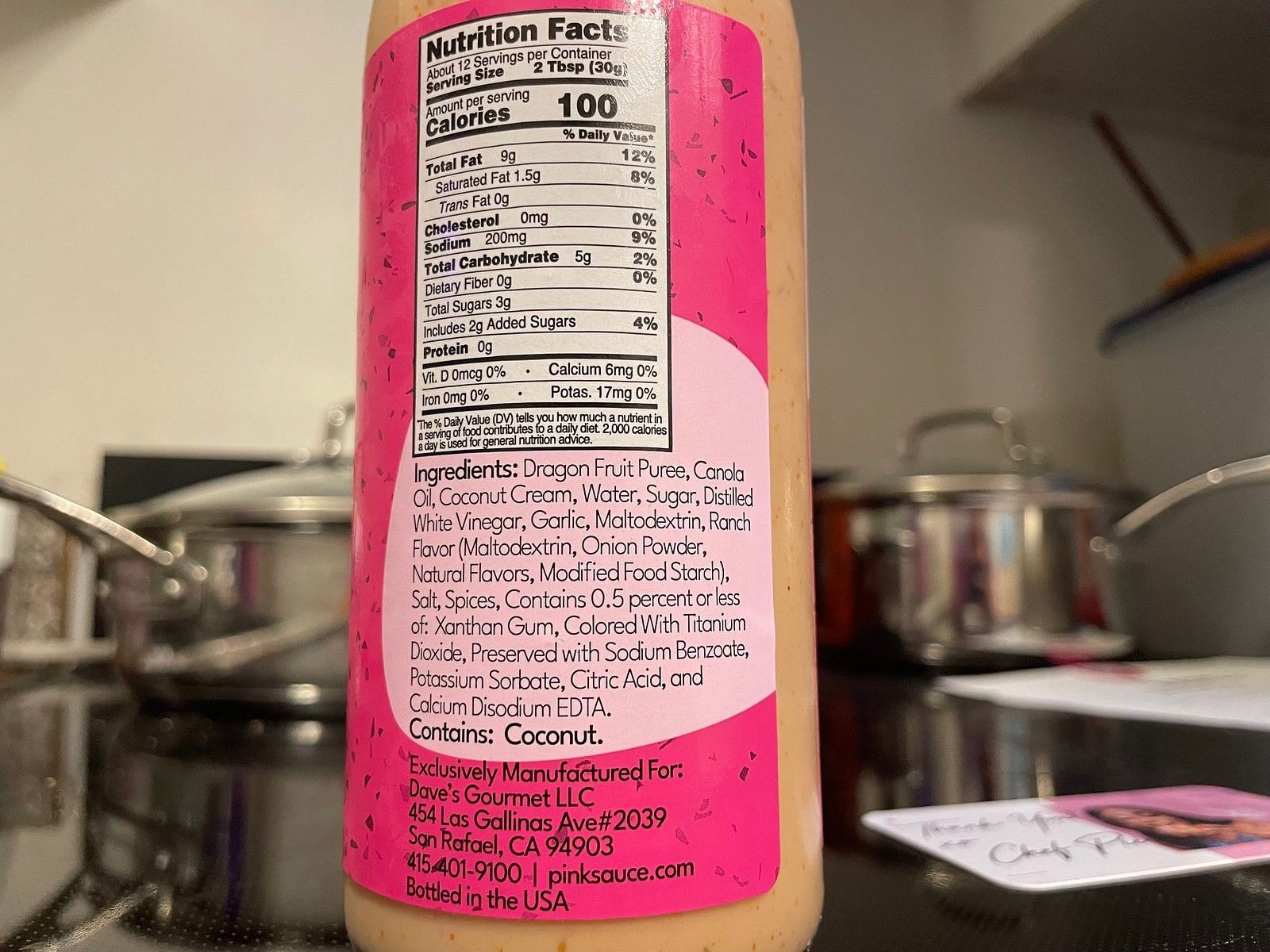 Dave&#039;s Gourmet mentioned the required information about the nutrients information, etc. which was previously missing from the bottle. (Image via Twitter)