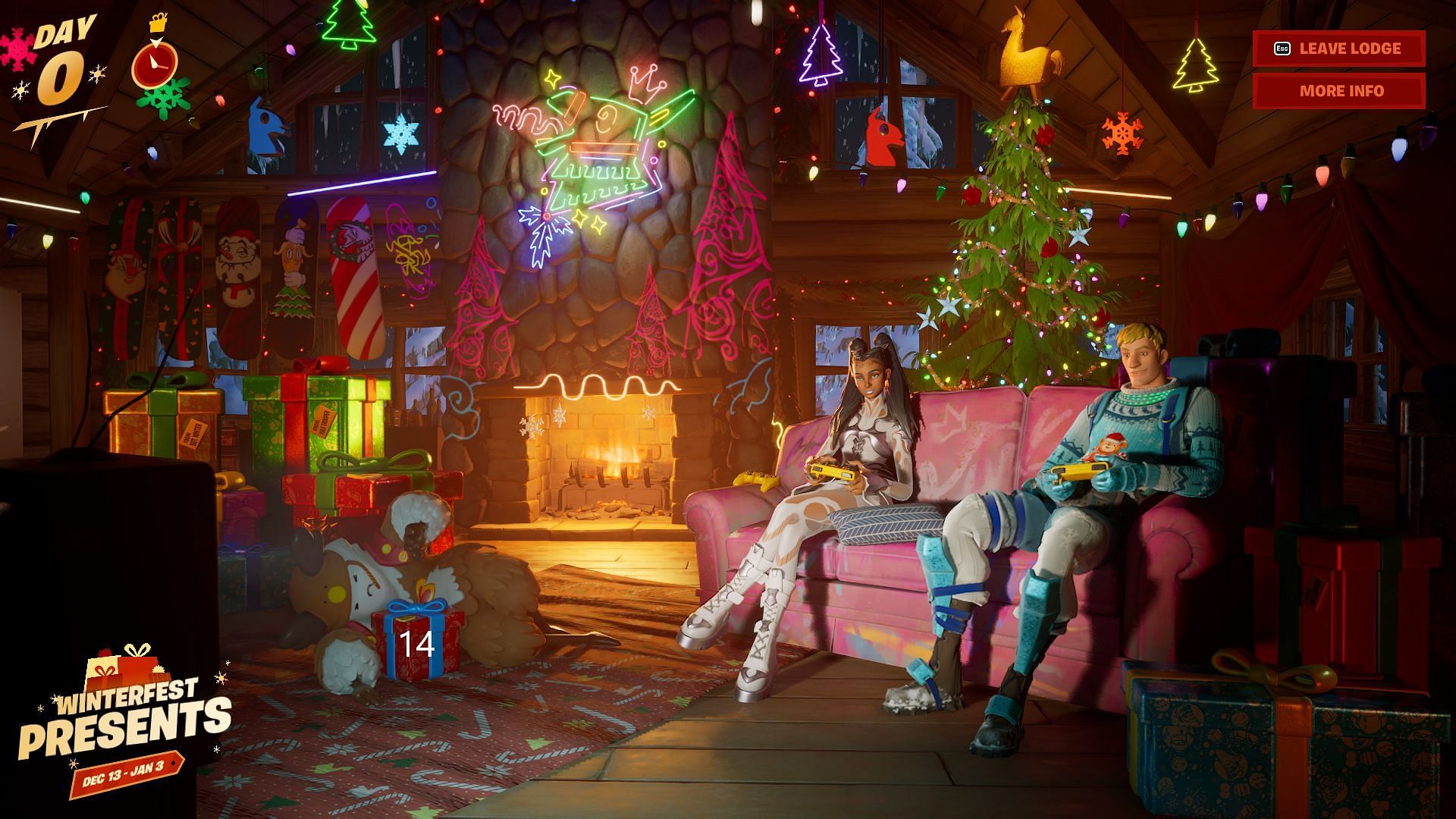 One present is located in the center of the room (Image via Epic Games)