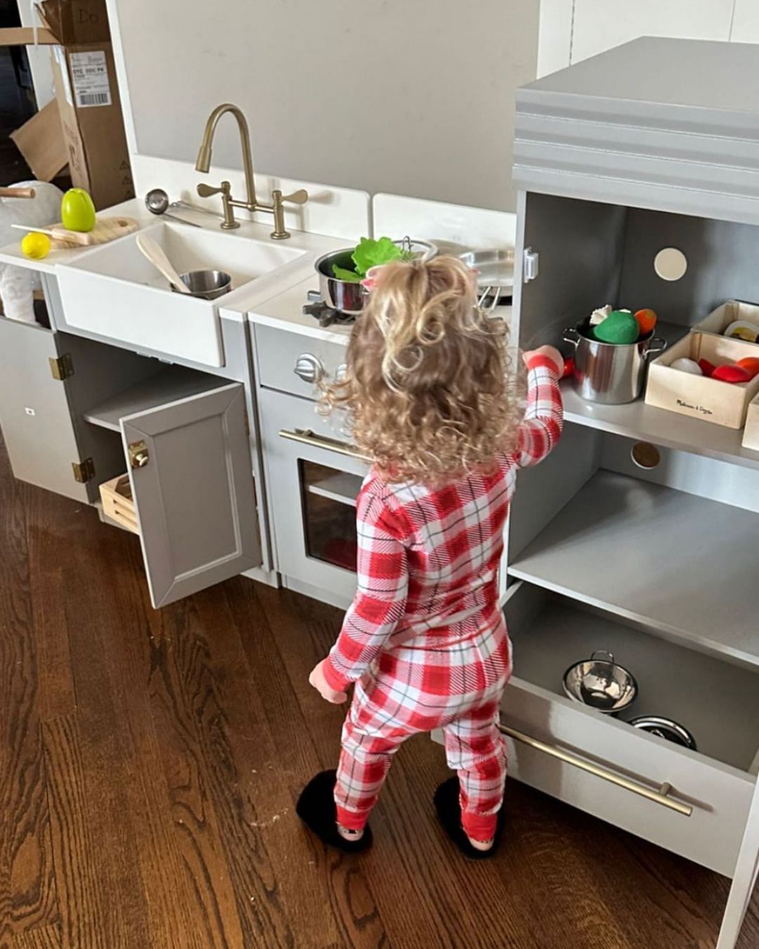 Sterling having fun in her new kitchen. Source: Brittany Mahomes' IG