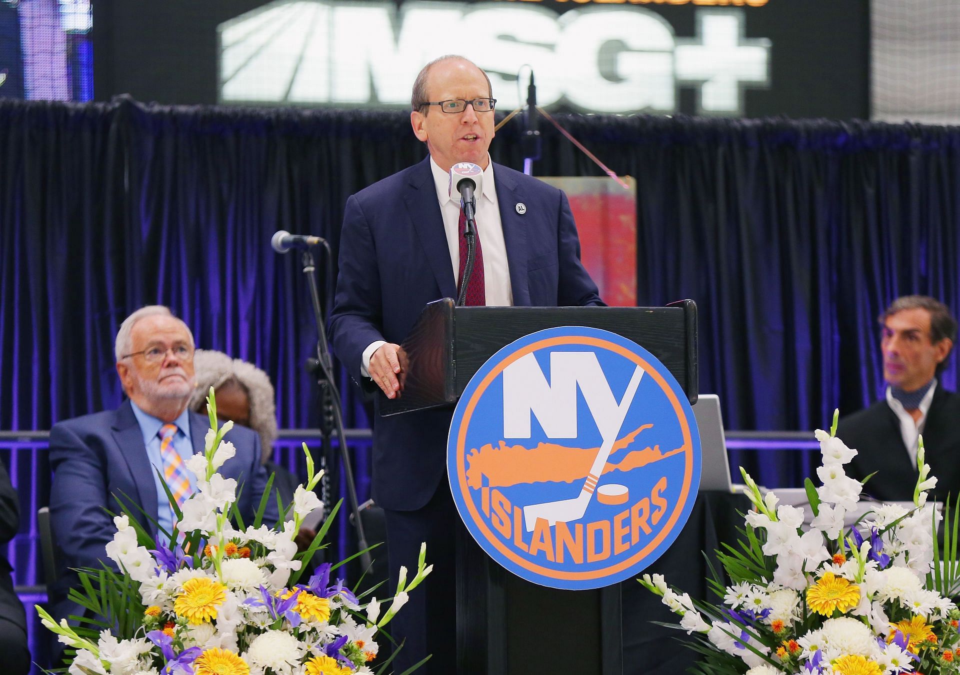 New York Islanders owner Jon Ledecky at the Memorial Service For Al Arbour (Photo by Andy Marlin/Getty Images)