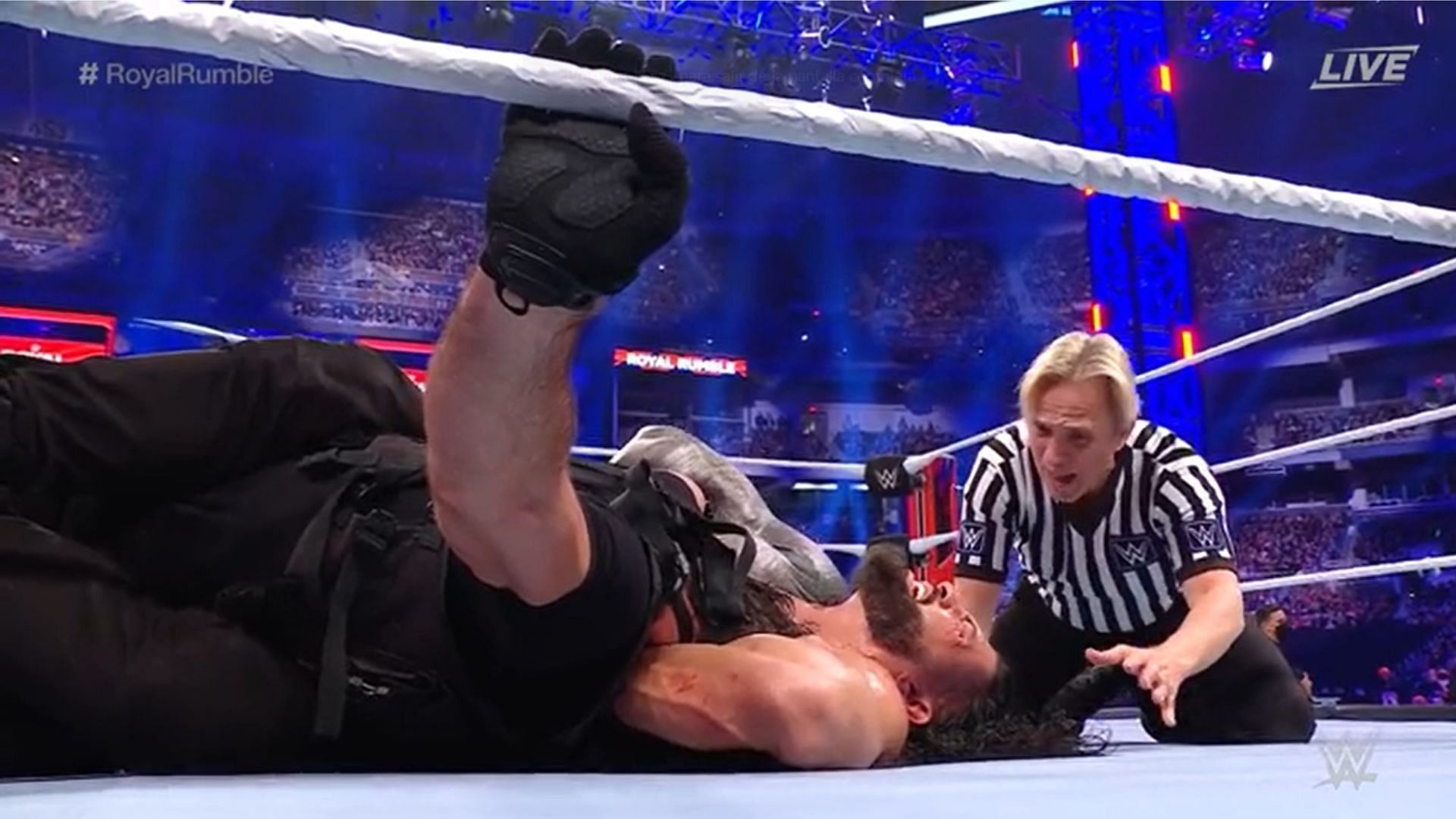 Seth Rollins defeated Roman Reigns by disqualification at Royal Rumble this year