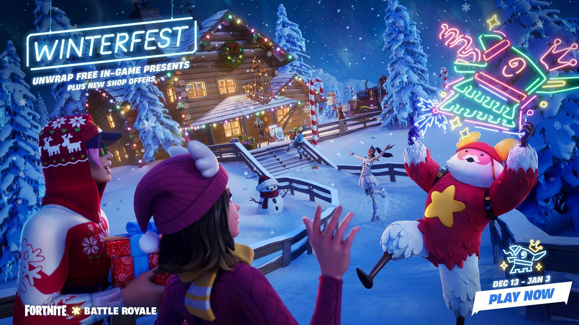 Fortnite WinterFest gifts can be opened once a day (Image via Epic Games)