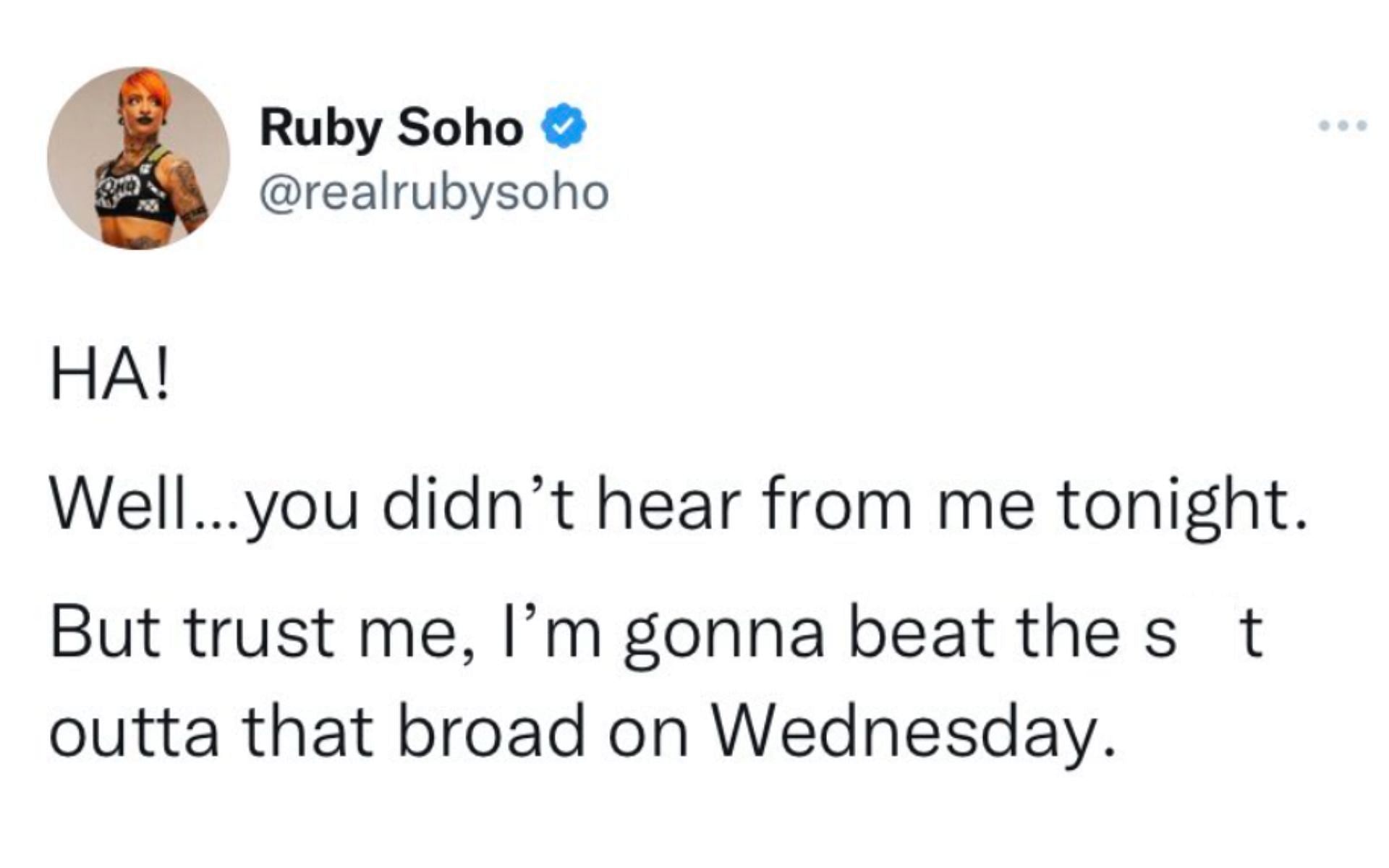 Ruby Soho&#039;s now deleted tweet directed at Tay Melo