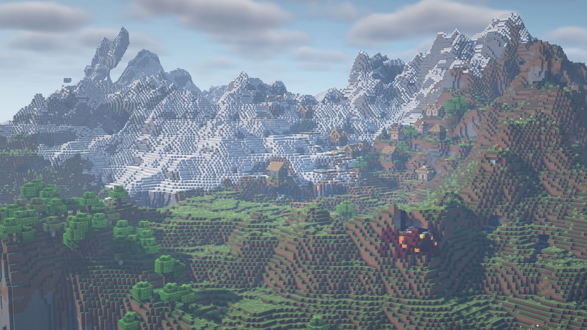 Majestic castles can be built on soaring Mountain Biomes in Minecraft (Image via Mojang)