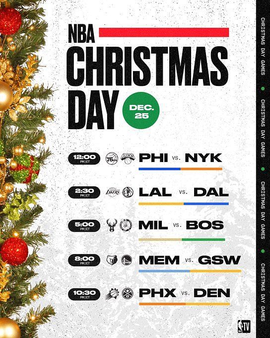 NBA Christmas Day 2022 Schedule Five Games Home Decor Poster Canvas - REVER  LAVIE