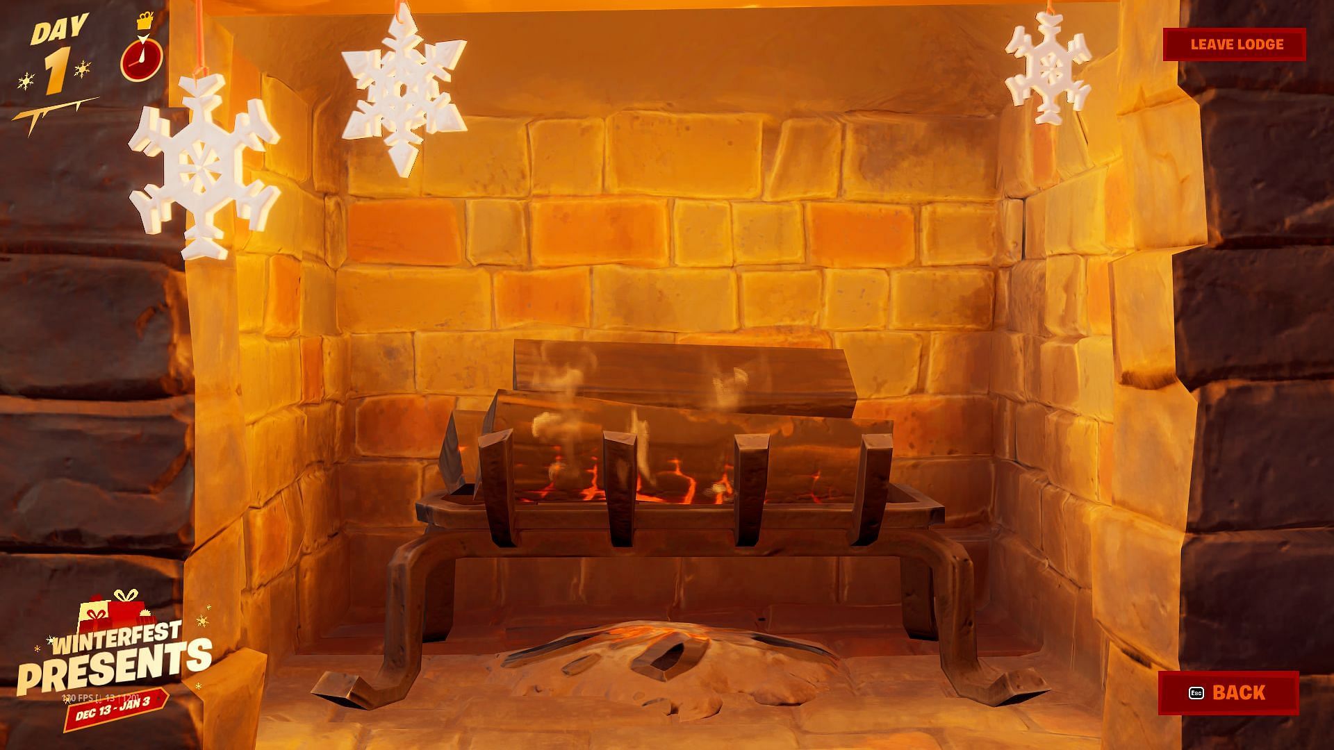 Fortnite Where to warm yourself at the Yule Log in the Cozy Lodge