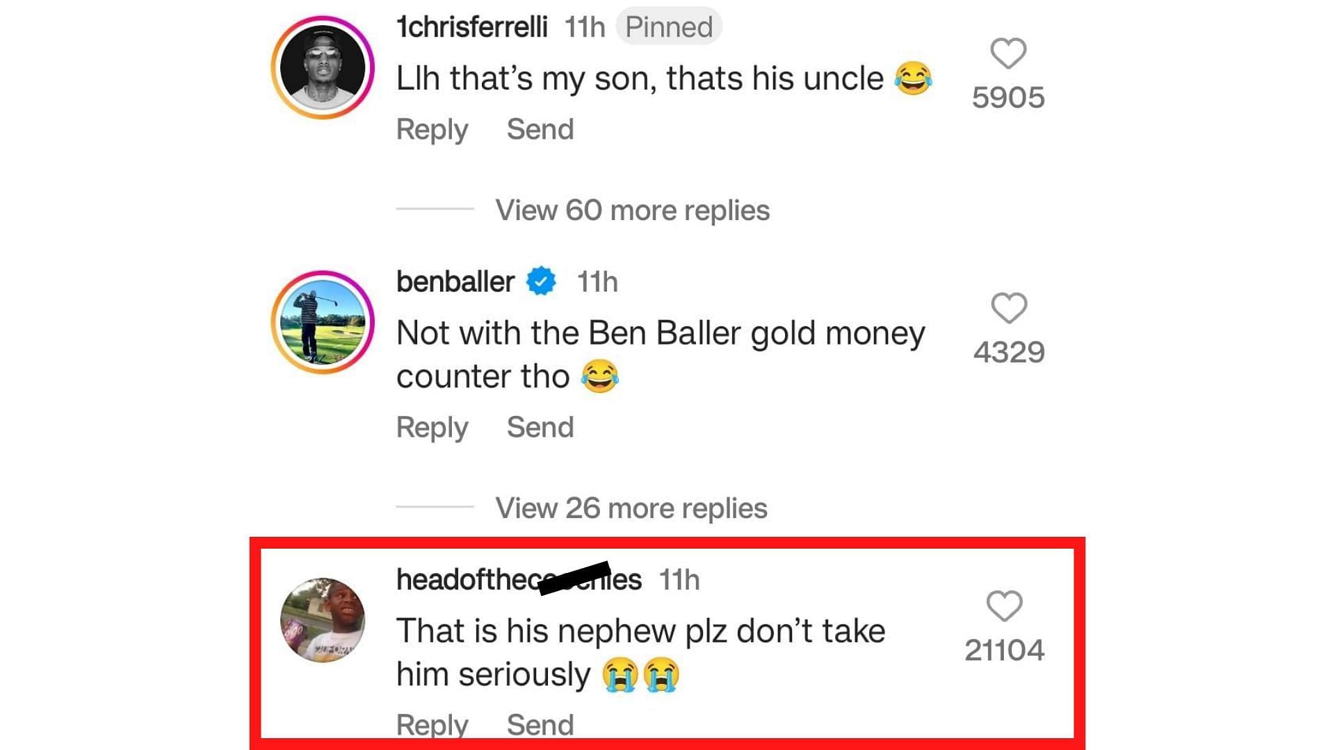 The trending comment that claims the baby might be his nephew (Image via Instagram/Theshaderoom)