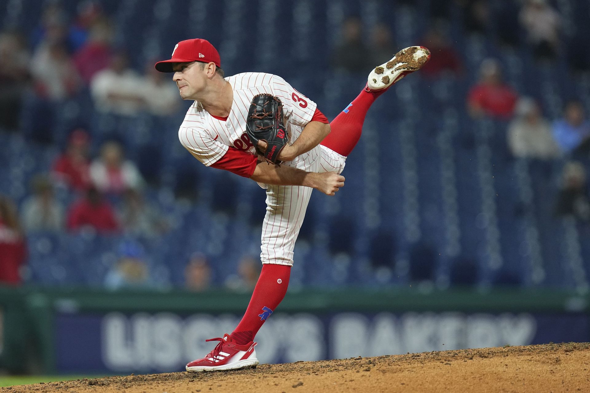 David Robertson throws a pitch in the top of the ninth inning against the Miami Marlins at Citizens Bank Park
