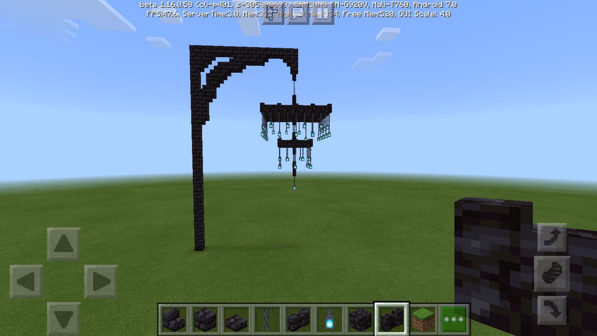 Massive chandelier made from blackstone and soul lanterns in Minecraft (Image via Reddit / u/GrandAdmiralSpock)