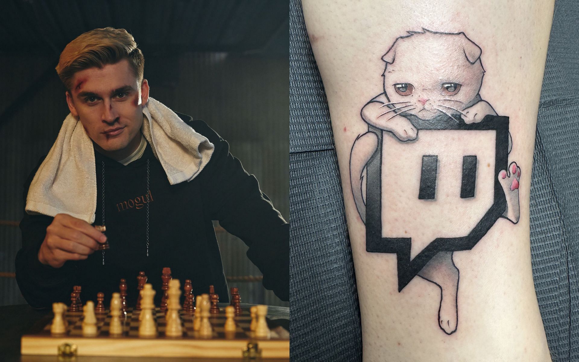 Ludwig livestreamed himself getting a Twitch-themed tattoo on December 7, 2022 (Images via Ludwig/Twitter)