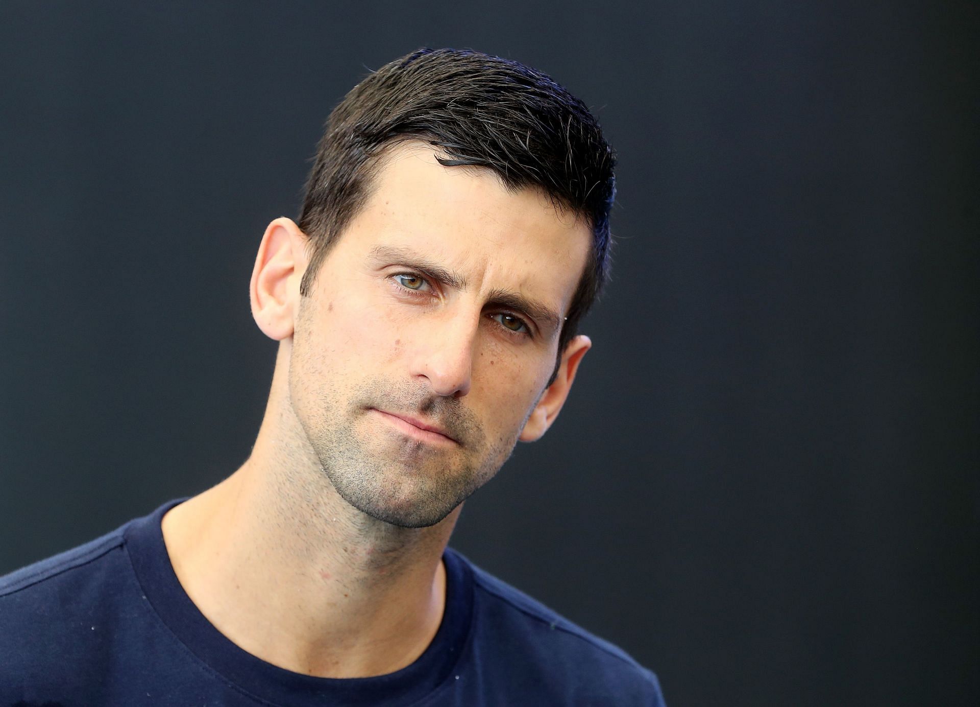 Novak Djokovic speaking to the press