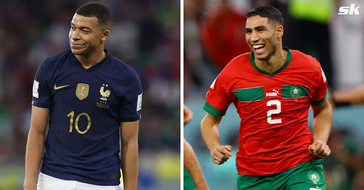 Kylian Mbappe (left) and Achraf Hakimi (right)