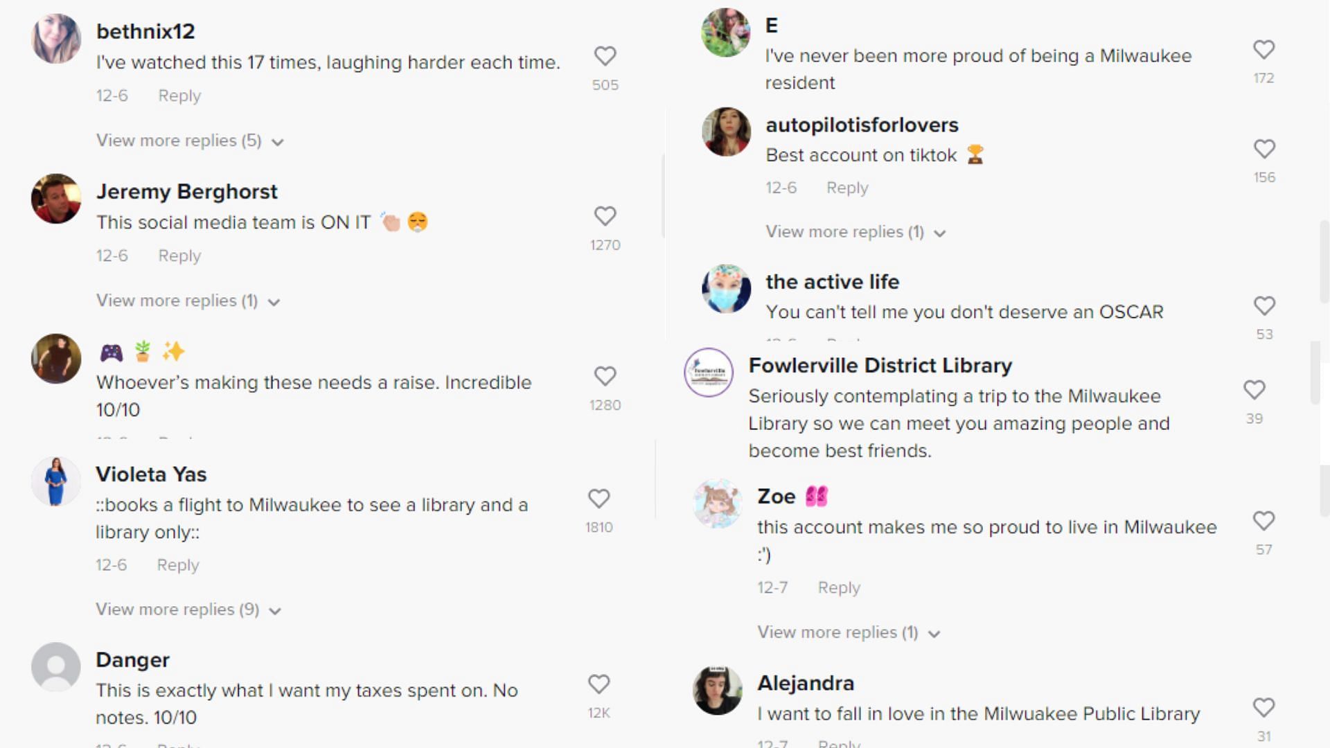 Netizens react to the library&#039;s hilarious videos 1/2 (Image via TikTok/milwaukeepubliclibrary)