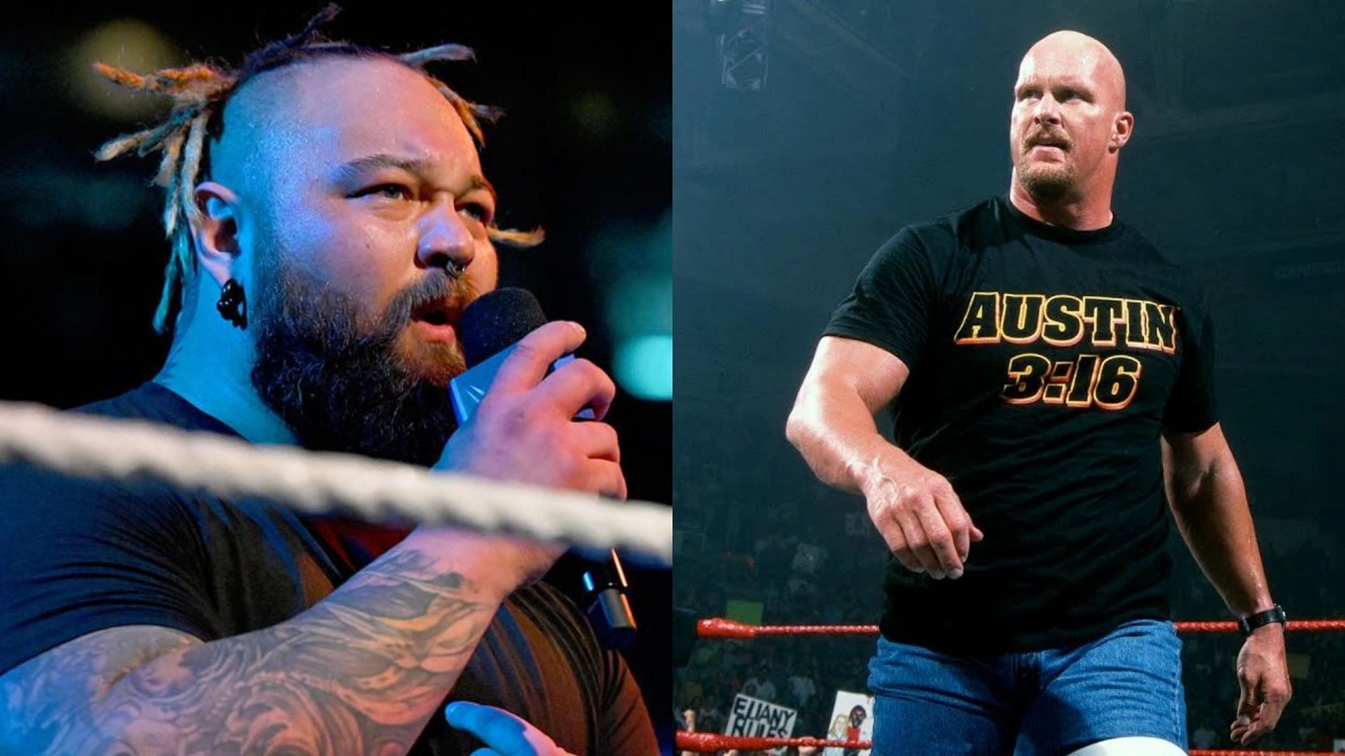 Bray Wyatt (left) and WWE Hall of Famer Stone Cold Steve Austin (right)