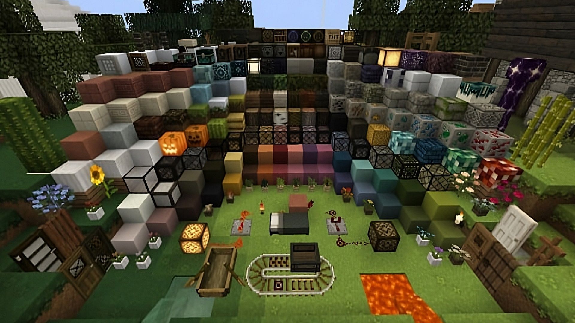 Various Minecraft blocks reimagined in Mizuno&#039;s 16 Craft texture pack (Image via Mizuno/Resourcepack.net)