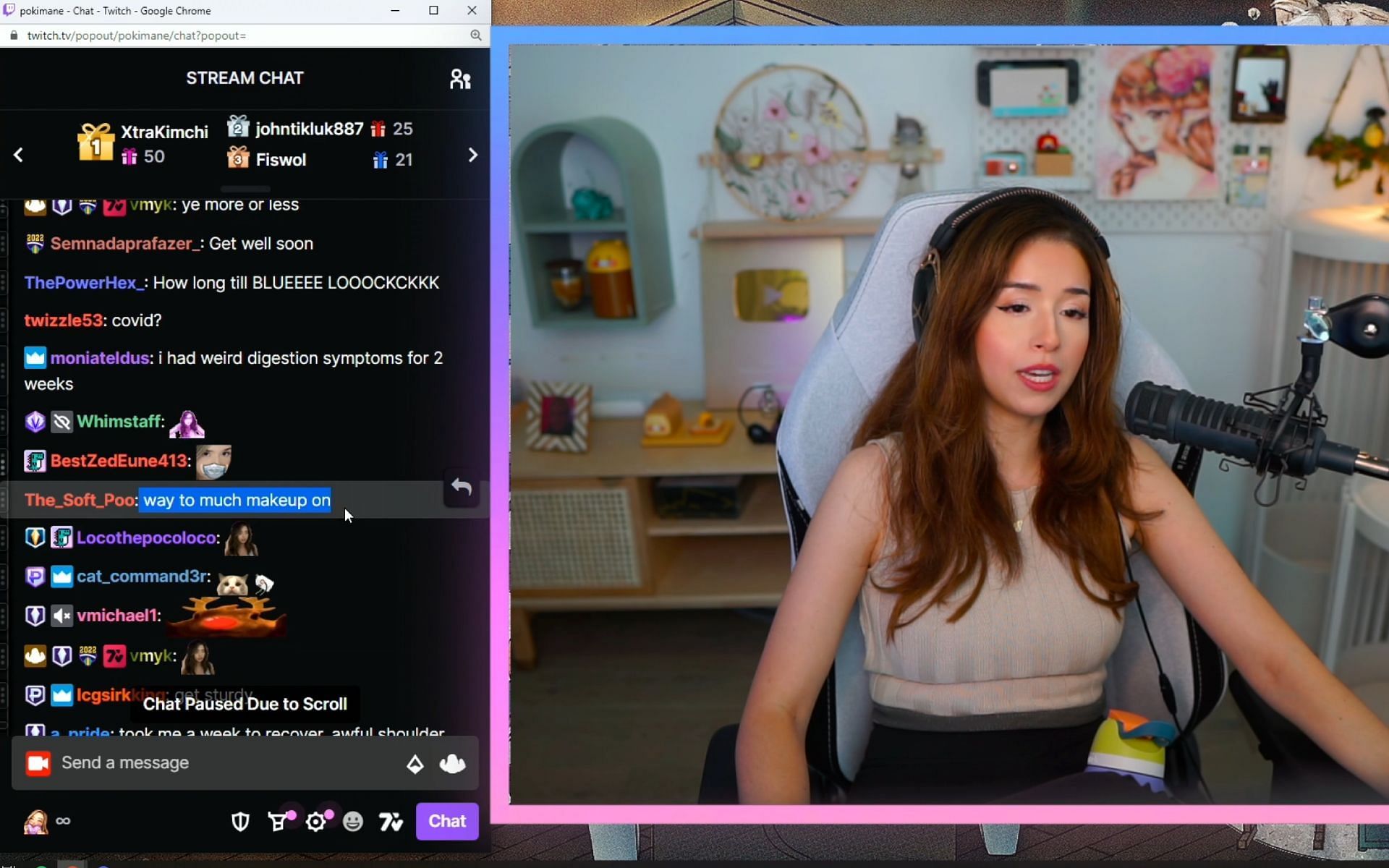 Pokimane calls out viewers who criticized her for wearing “way too much makeup”