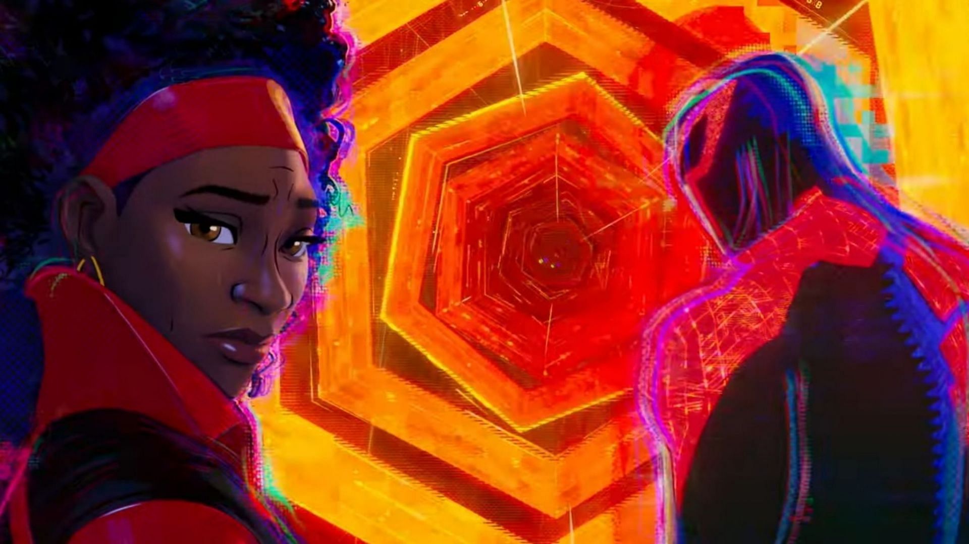 Jessica Drew and Spider-Man 2099 in Spider-Man: Across the Spider-Verse (Image via Sony Pictures Entertainment)