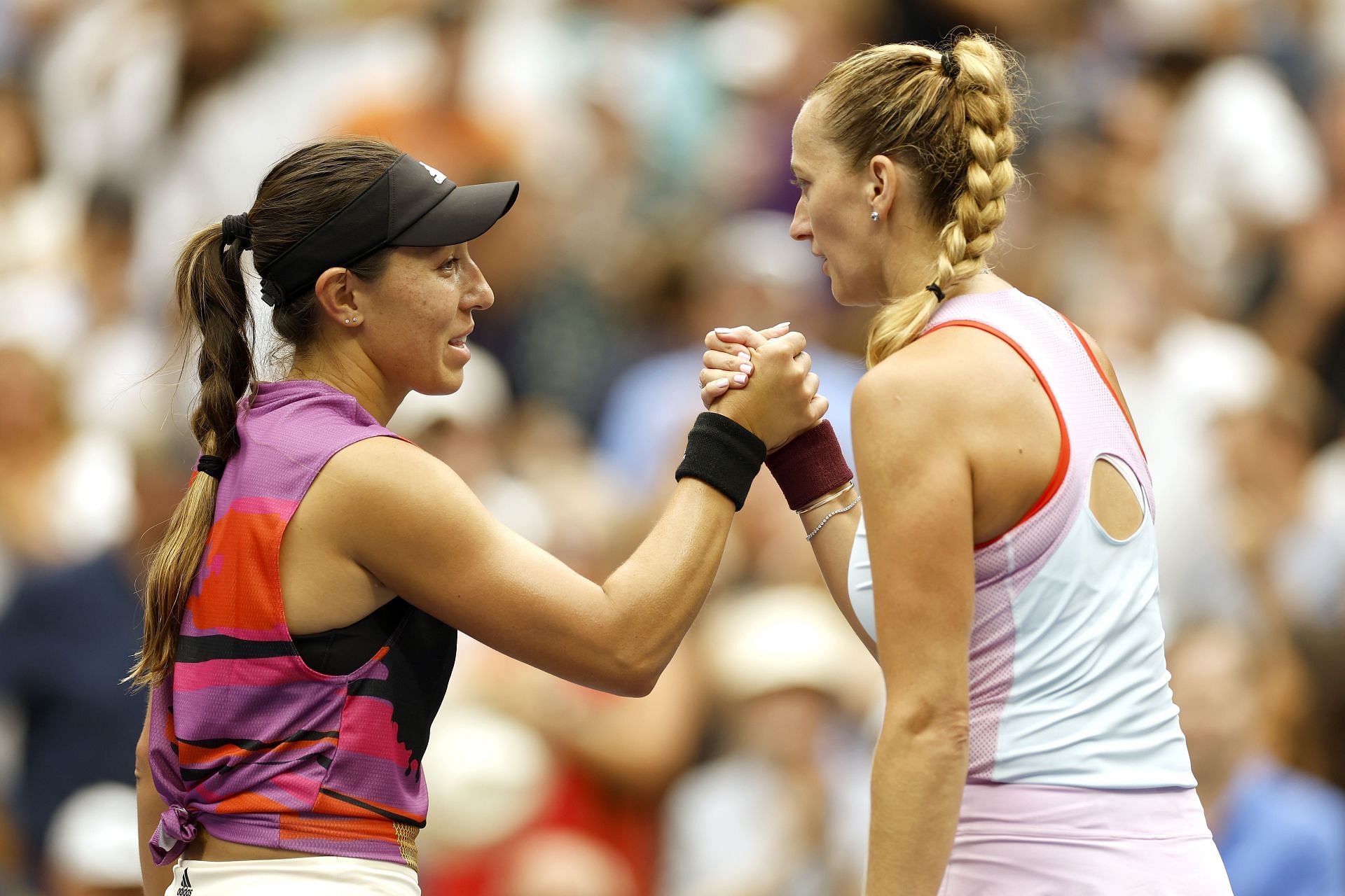 Jessica Pegula and Petra Kvitova at the 2022 US Open.