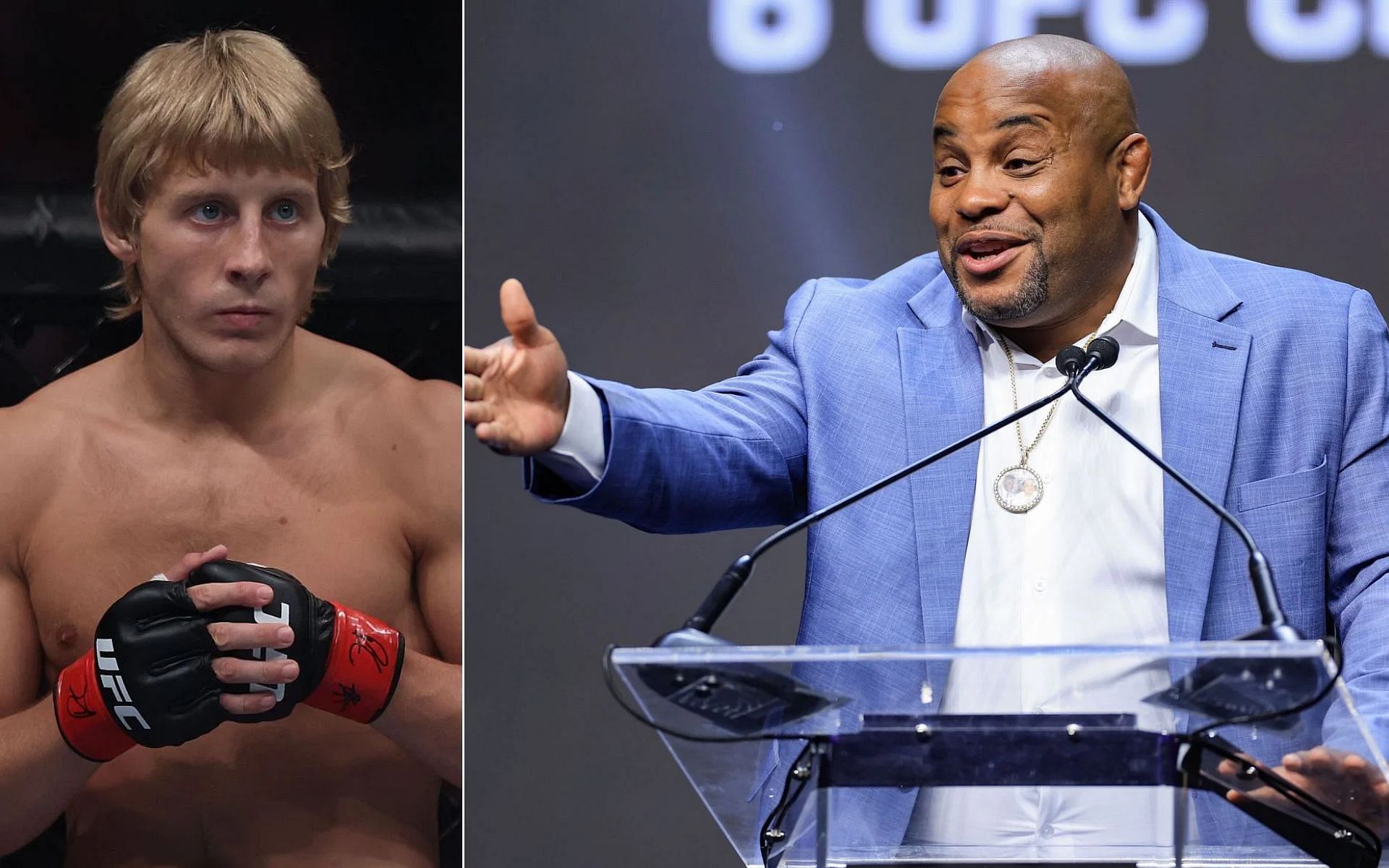 (L) Paddy Pimblett, and Daniel Cormier (R)