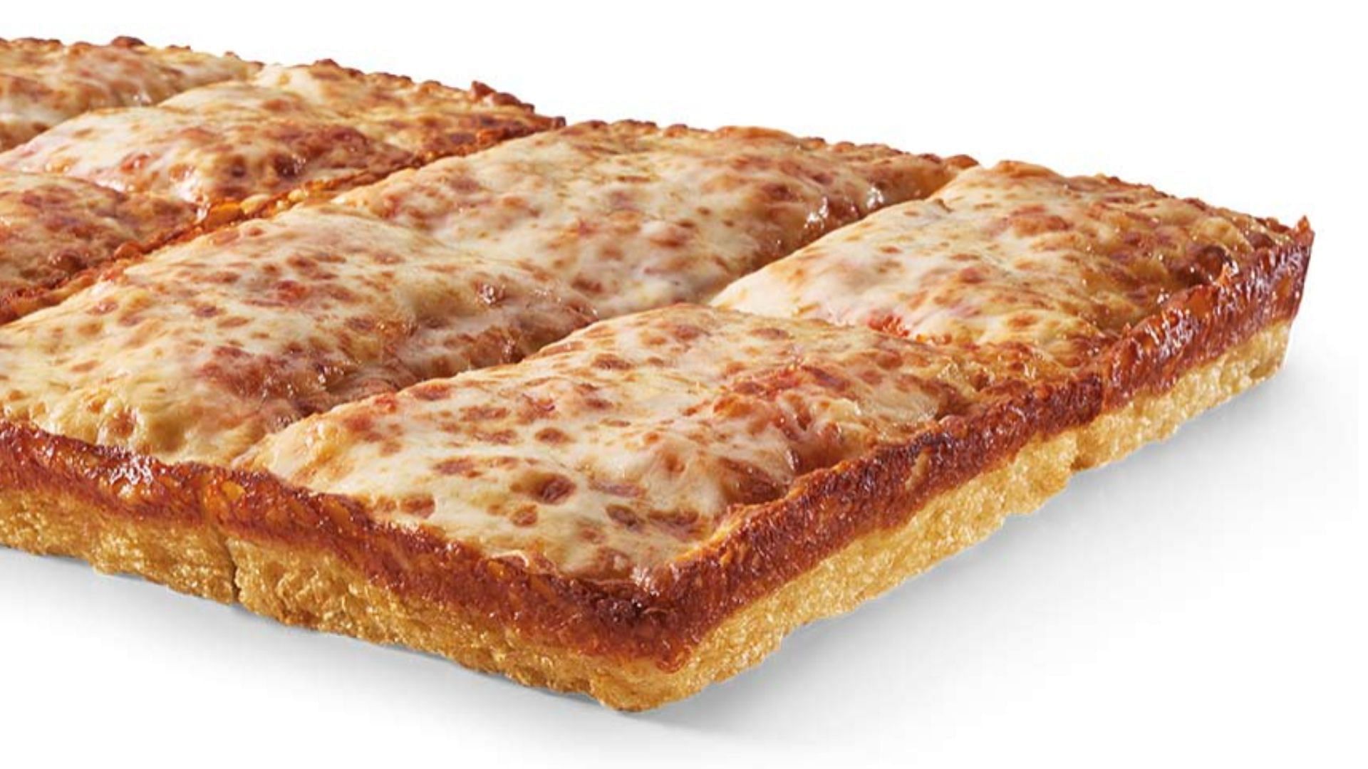 Detroit-Style Deep Dish pizza with Mozzarella cheese toppings (Image via Little Caesars)