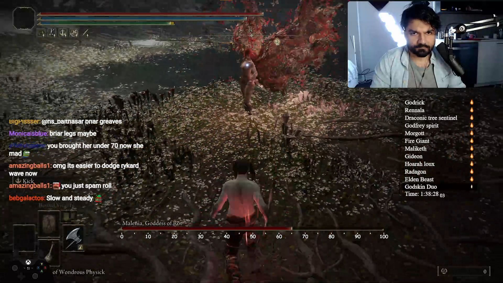 Twitch streamer defeats Malenia by just kicking her to death (Image via Anirun/Twitch)