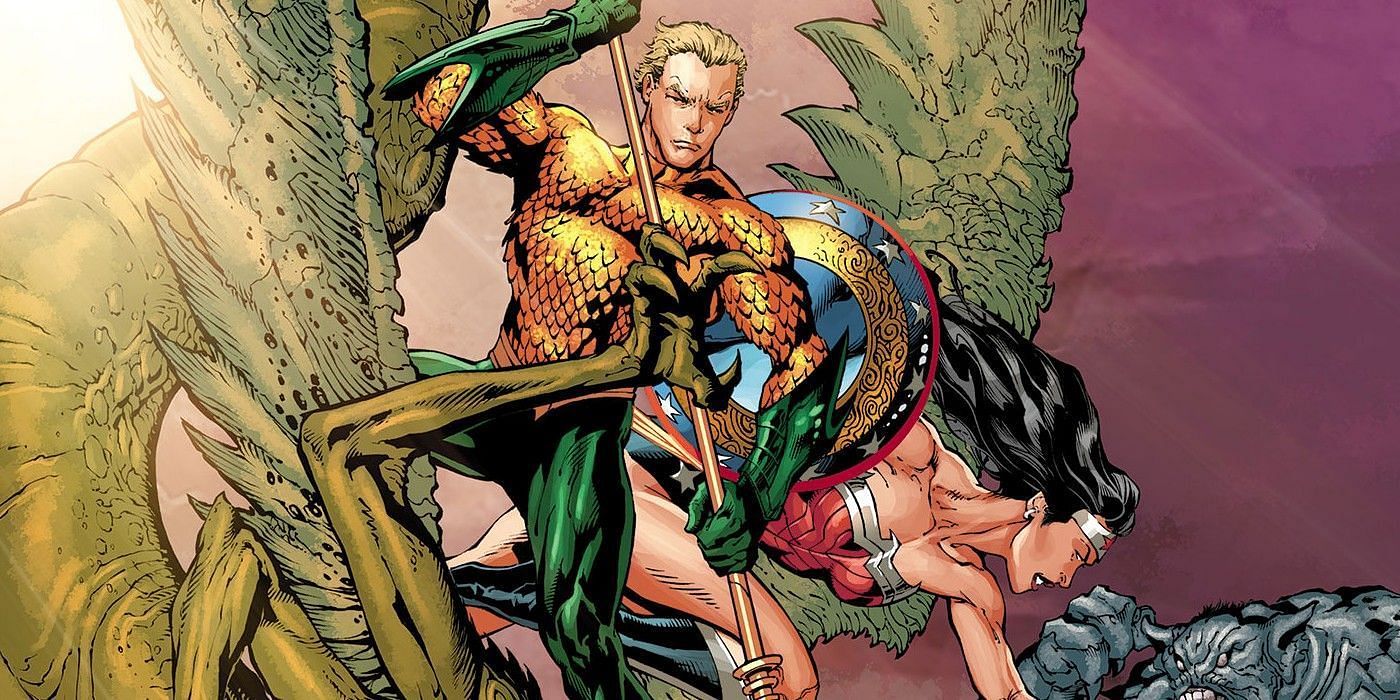 Arthur Curry fights Triton and saves Wonder Woman (Image via DC)