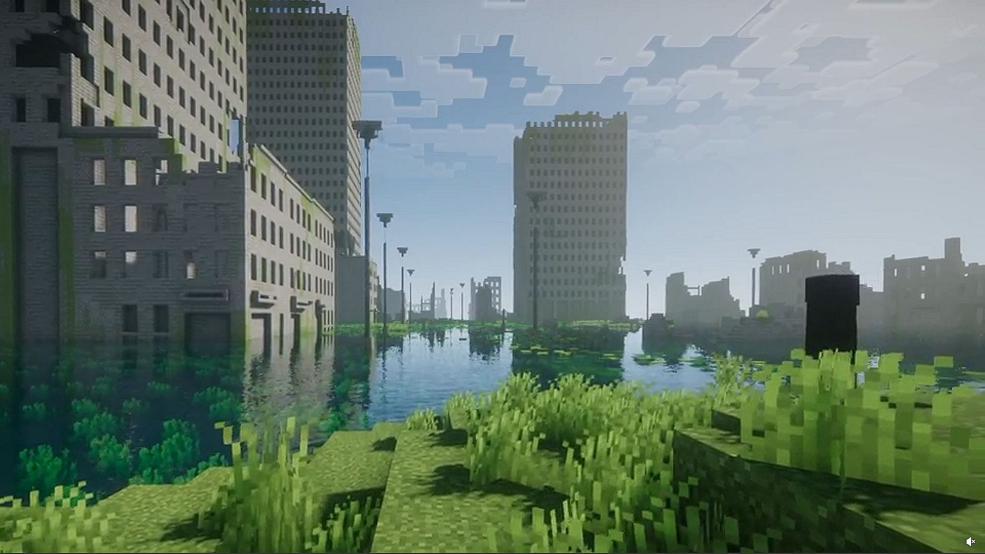 Minecraft Redditor created a stunning abandoned city in the game (Image via Reddit / u/__Viator__)