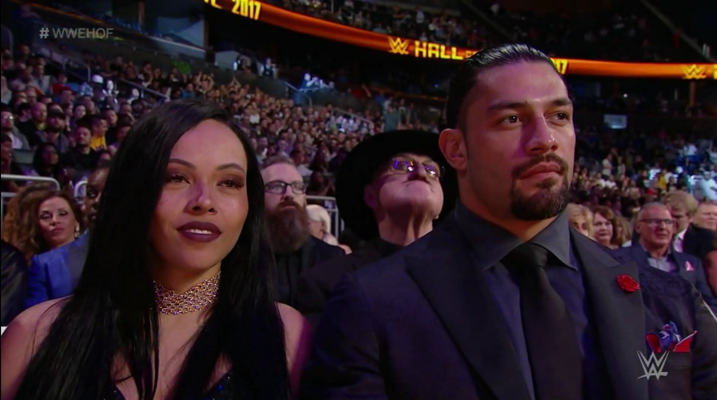 Galina Becker and Roman Reigns at the WWE Hall of Fame